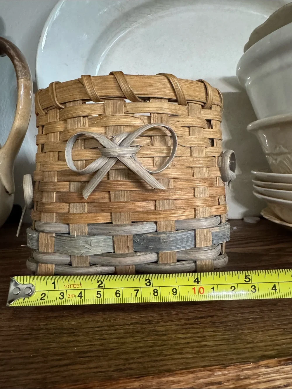 Handwoven Rustic Basket with Heart Accent